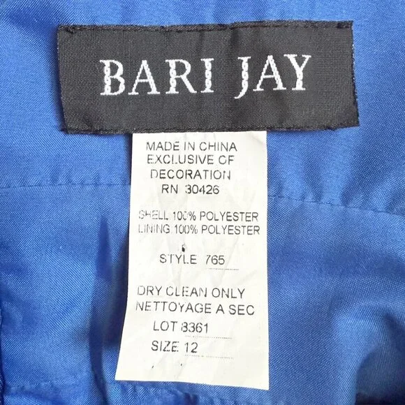 Bari Jay Cobalt Blue Formal Maxi Dress with Gold Accents – Size 12 - Picture 7 of 7